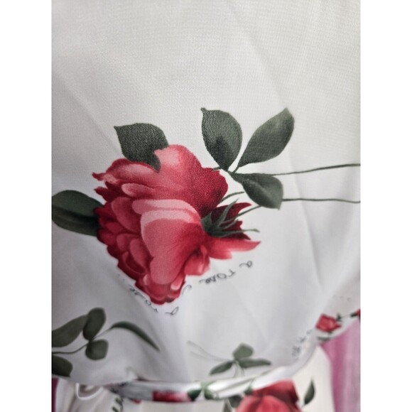 Sophia by Delicates  Kimono Short Rose Floral Semi Sheer Robe Size Medium - Picture 9 of 12